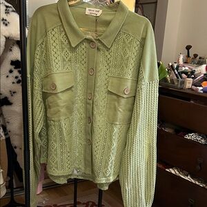 New In Sage Green Lace Jacket